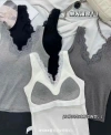 Cloud-like cotton lace V-neck slimming halter top, fixed cup threaded cotton comfortable wide shoulder beautiful back, with a small vest inside details Picture